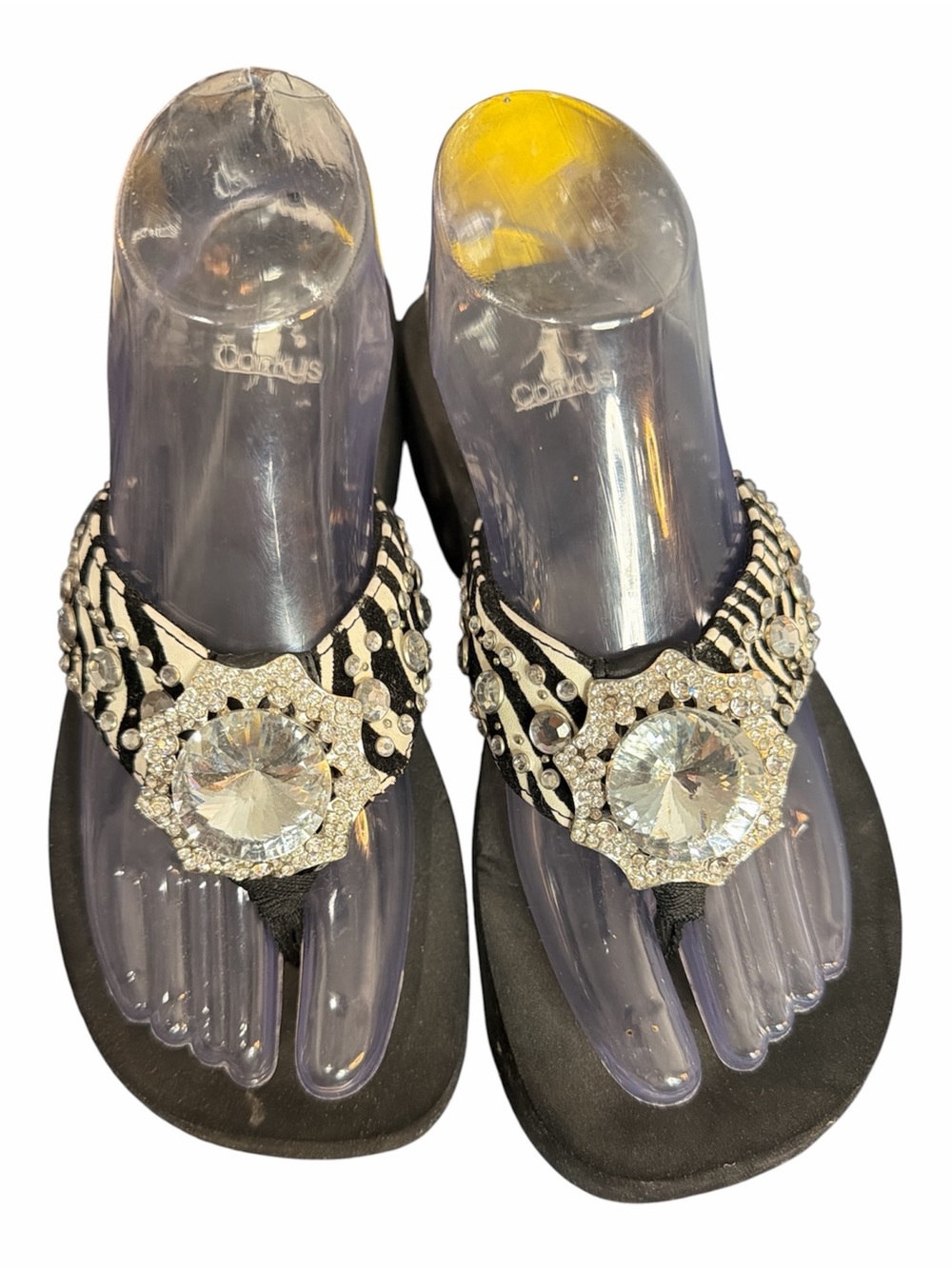 Corkys crystal Embellished Black Women's Thong Sandals size 7